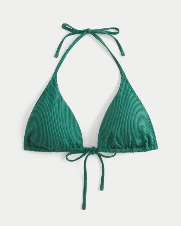 Ribbed Multi-Way Triangle Bikini Top
