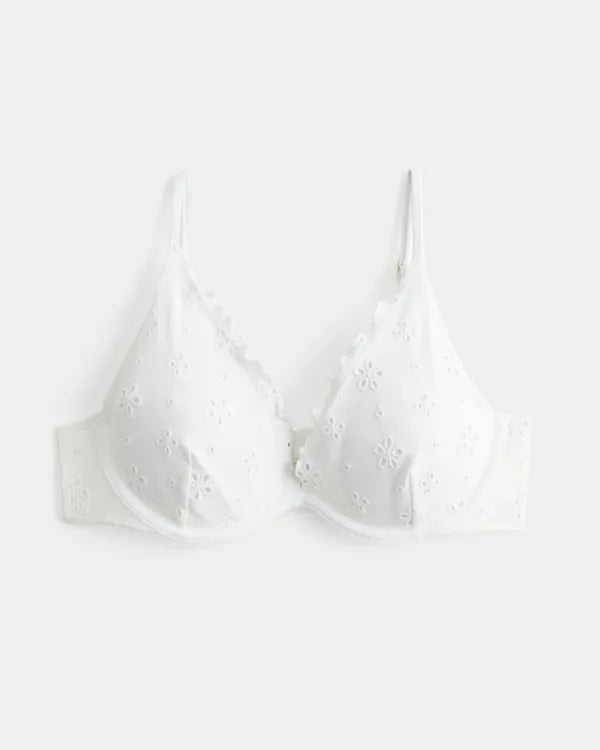 Lettuce Edge Eyelet Skinny Strap Underwire Bikini Top