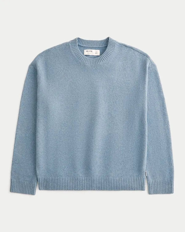 Boxy Textural Crew Sweater