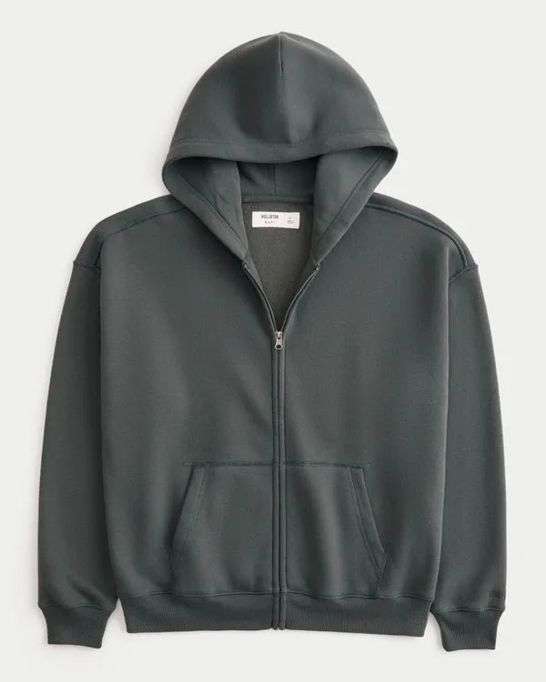 Boxy Zip-Up Hoodie