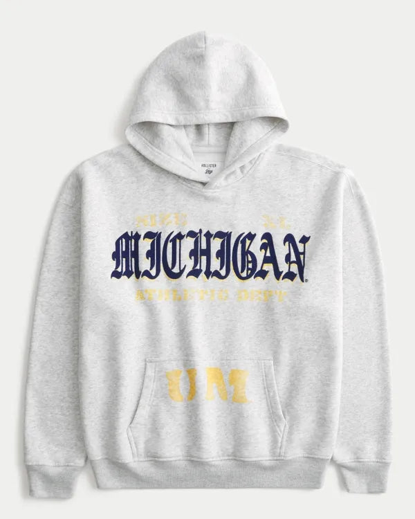 Boxy University of Michigan Wolverines Graphic Hoodie