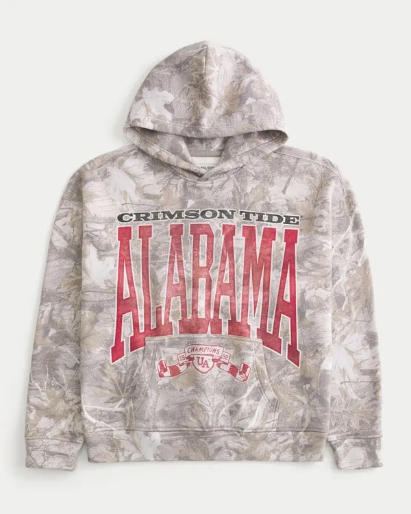 Boxy Camo University of Alabama Crimson Tide Graphic Hoodie