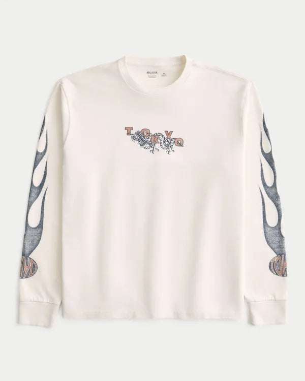 Relaxed Long-Sleeve Tokyo Graphic Tee