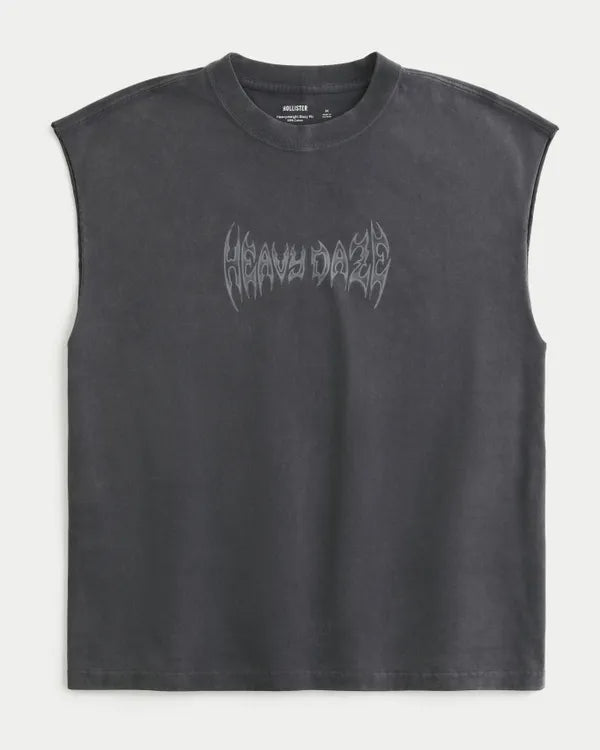 Boxy Heavyweight Graphic Cutoff Tank
