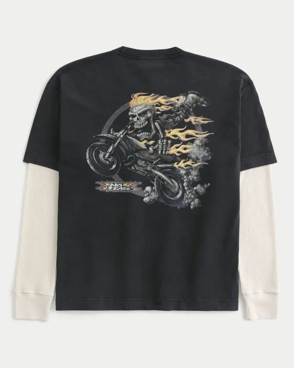 Boxy Heavyweight Layered 2-in-1 No Fear Graphic Tee