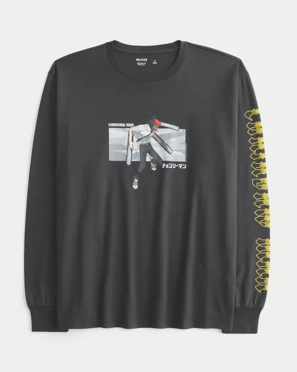 Relaxed Long-Sleeve Chainsaw Man Graphic Tee