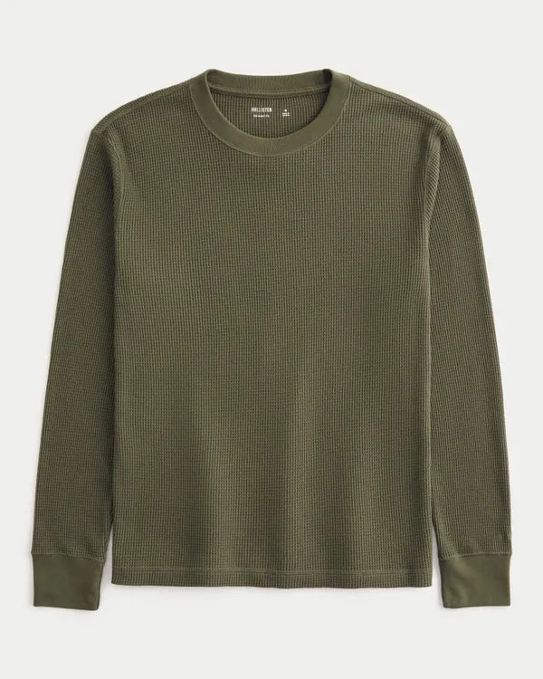 Relaxed Long-Sleeve Thermal Crew T-Shirt