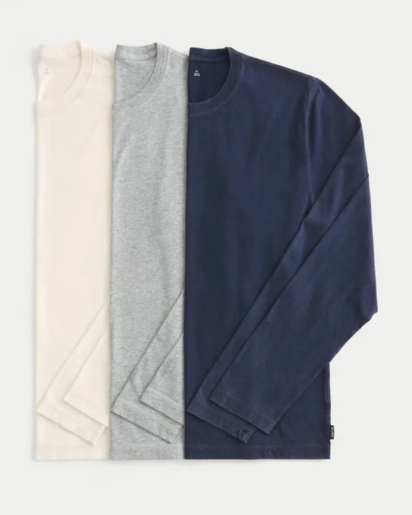 Long-Sleeve Layering Crew T-Shirt 3-Pack