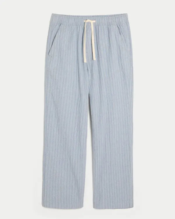 Relaxed Straight Seersucker Pull-On Pants