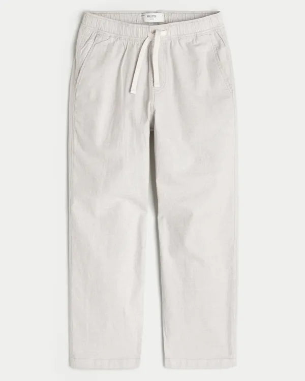 Linen-Blend Loose Pull-On Pants