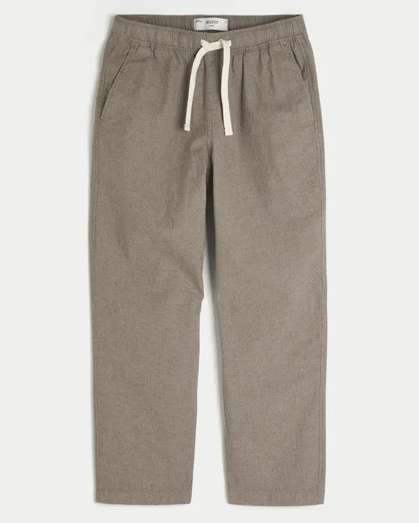 Linen-Blend Loose Pull-On Pants