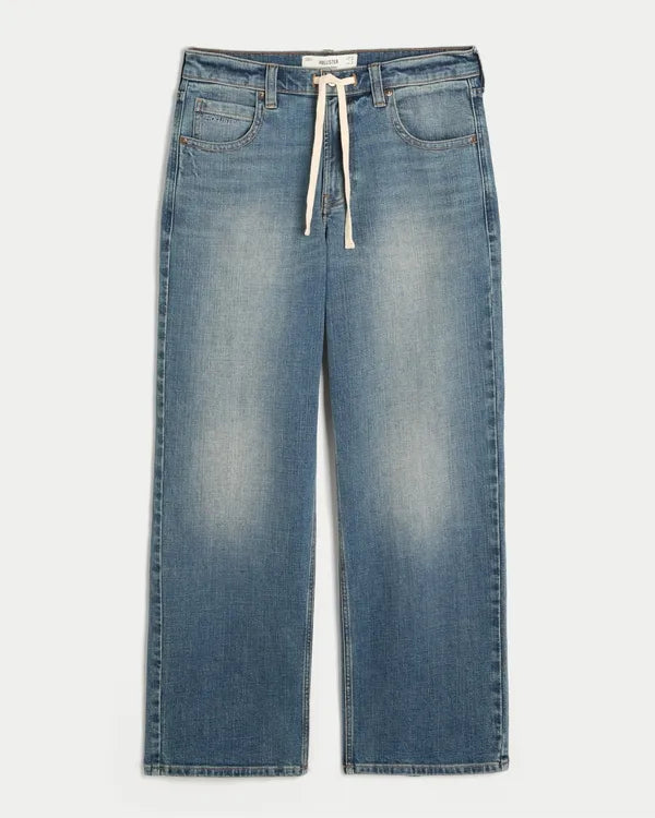 Low-Rise Drawstring Waist Baggy Jeans