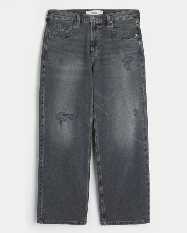 Low-Rise Ripped Baggy Jeans