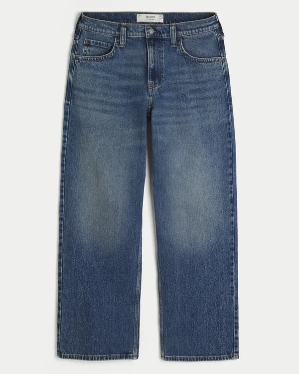 Low-Rise Logo Embroidery Baggy Jeans