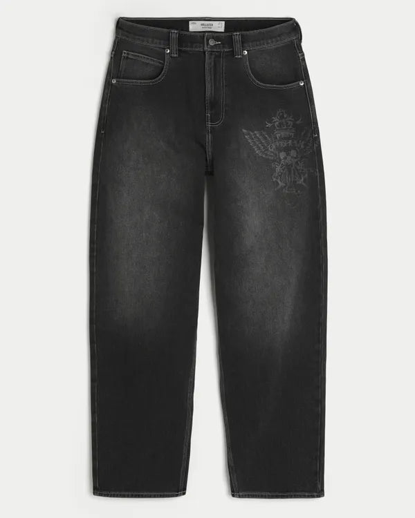 Skull Graphic Skater Baggy Jeans