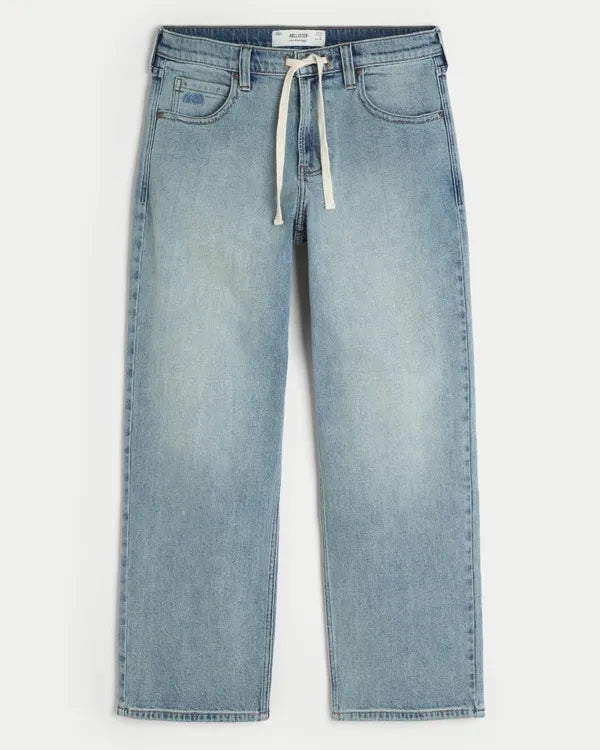 Low-Rise Drawstring Waist Baggy Jeans