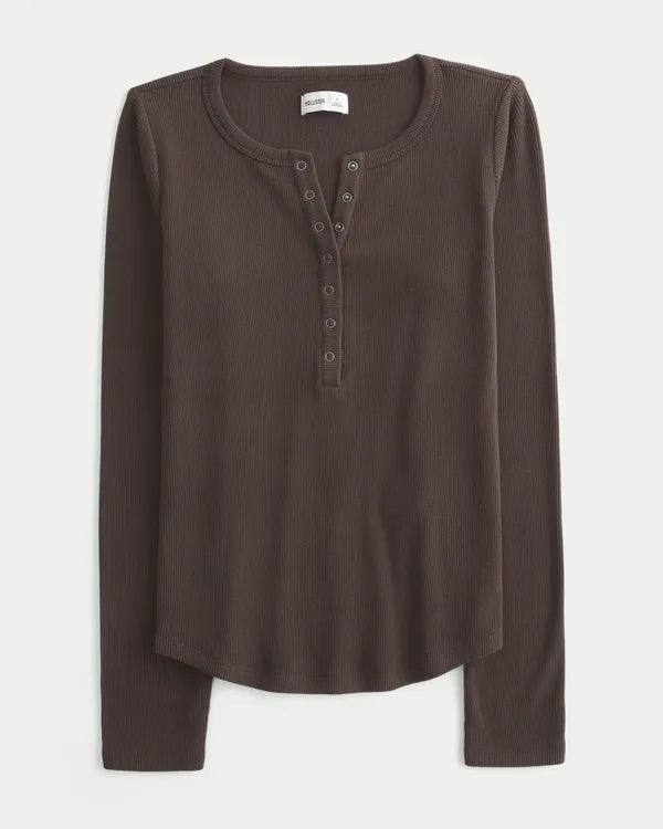Cozy Rib Seamless Fabric Snap Henley
