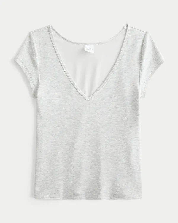 Must-Have Basic Reversible V-Neck/Slash-Neck T-Shirt