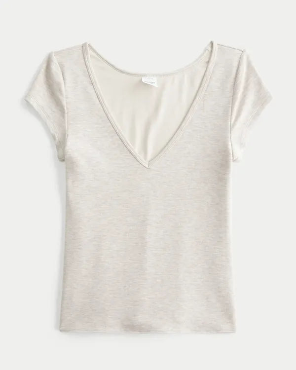 Must-Have Basic Reversible V-Neck/Slash-Neck T-Shirt