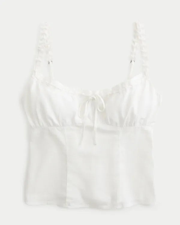 Linen-Blend Tie Front Cami
