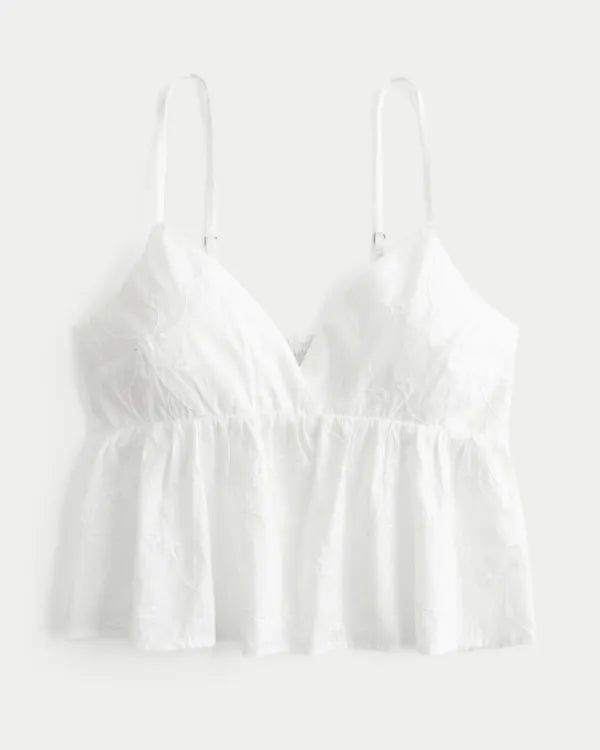 Easy Embroidered Shine Babydoll Top
