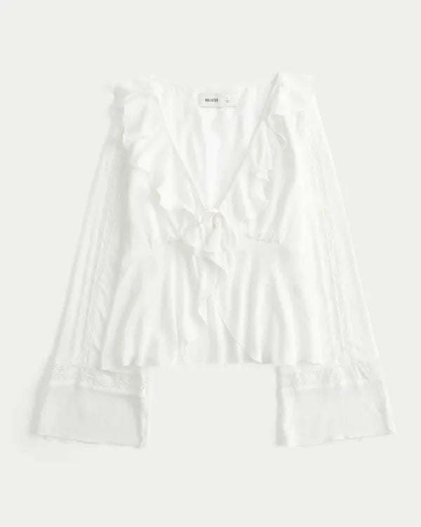 Easy Long-Sleeve Ruffle Babydoll Top