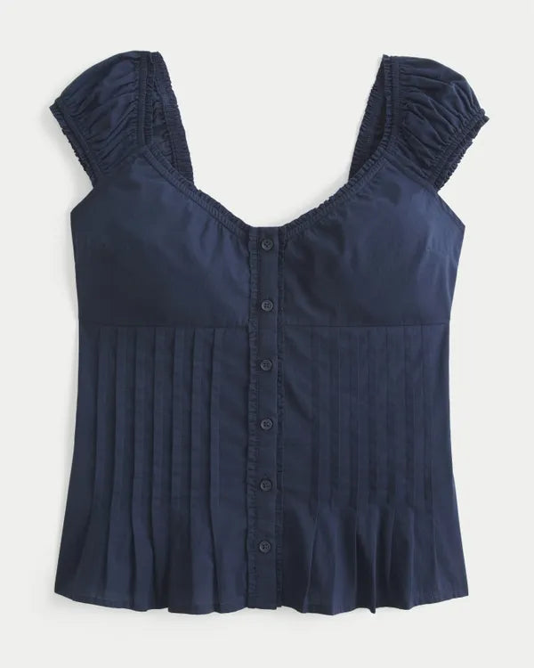 V-Neck Pintuck Top