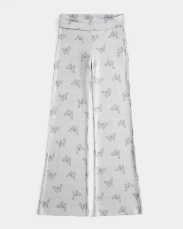 Always Cozy Knit Foldover Waist Flare Pants