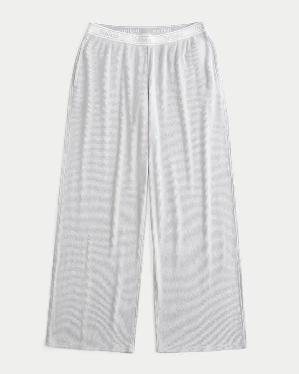 Cozy Rib Elastic Waist Wide-Leg Pants