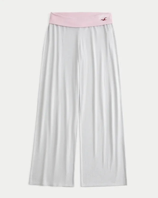 Always Cozy Foldover Waist Knit Wide-Leg Pants