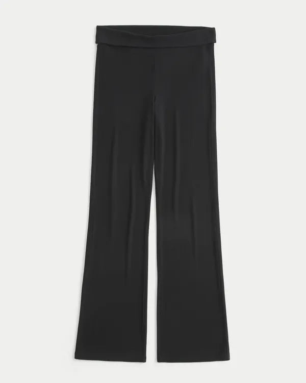 Rib Foldover Waist Bootcut Pants
