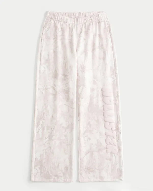 Logo Graphic Pink Camo Wide-Leg Sweatpants