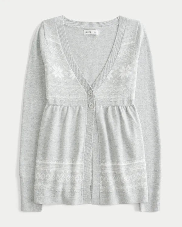 Long-Sleeve Flyaway Babydoll Cardigan