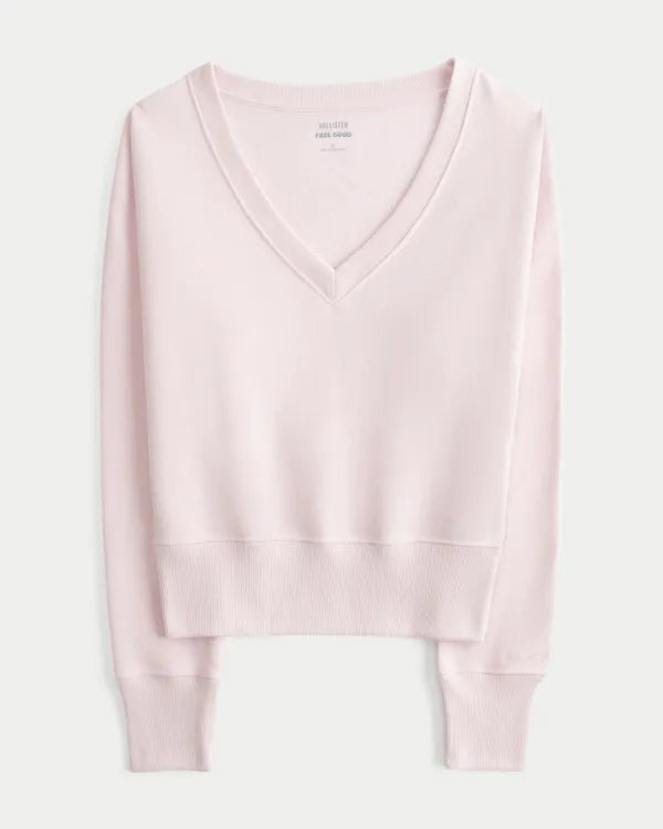 Hollister Feel Good Banded Off-the-Shoulder V-Neck Sweatshirt