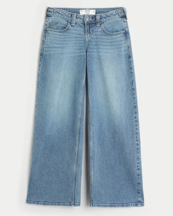Hollister Andi Adjustable Ultra Low-Rise Cherry Graphic Super Baggy Jeans