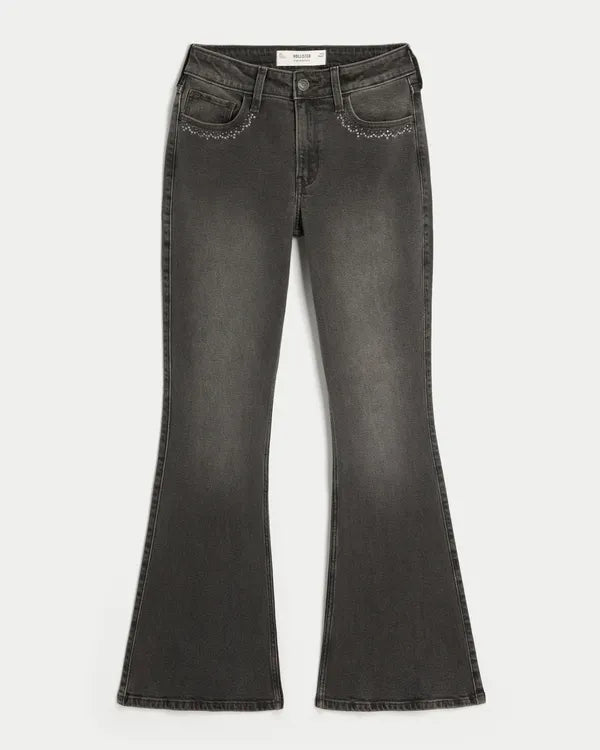High-Rise Embroidered Flare Jeans