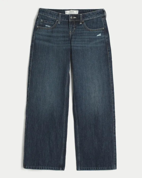 Ultra Low-Rise Distressed Baggy Jeans