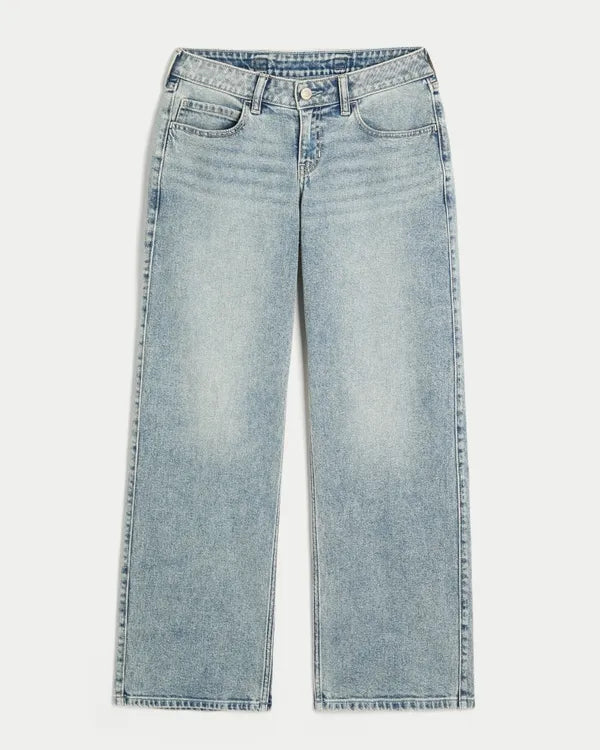 Hollister Andi Adjustable Waist Low-Rise Back Buckle Baggy Jeans