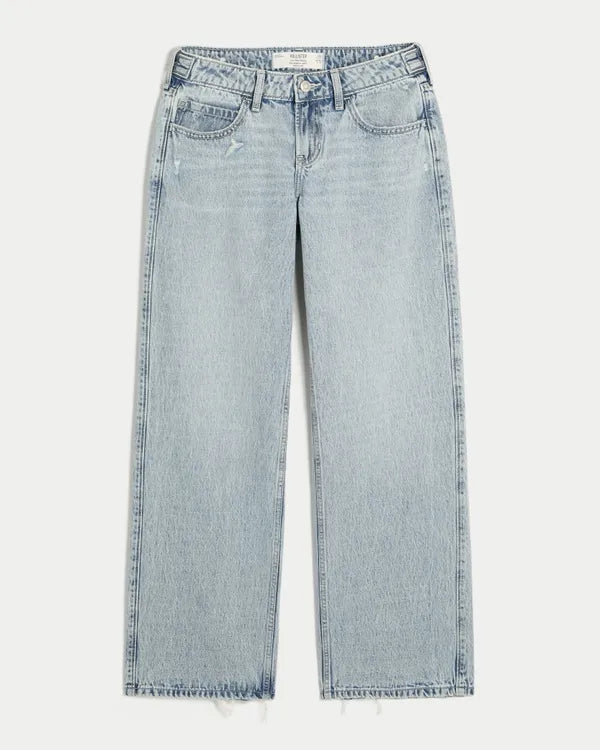 Hollister Andi Adjustable Waist Low-Rise Distressed Baggy Jeans