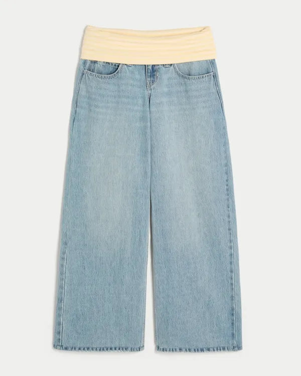 Ultra Low-Rise Foldover Waist Super Baggy Jeans