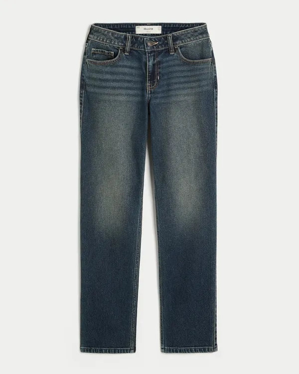Mid-Rise Straight Jeans