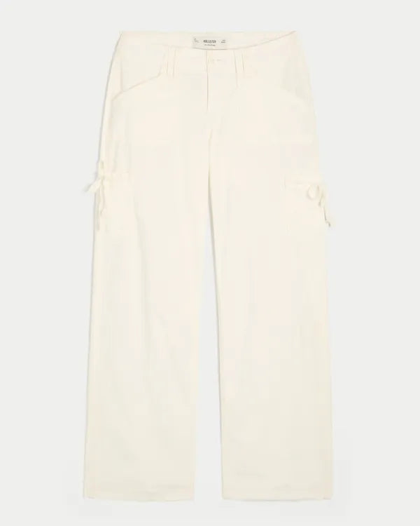 Low-Rise Lace Trim Baggy Pants