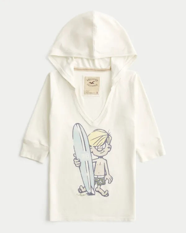 Hooded Half-Sleeve Waxer Graphic Tee