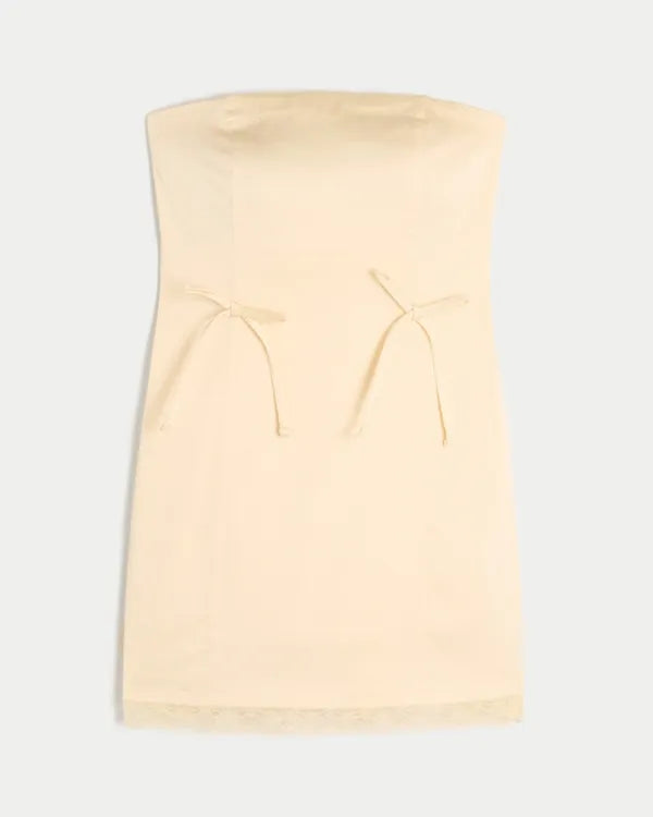 Satin Strapless Bow Bodycon Dress