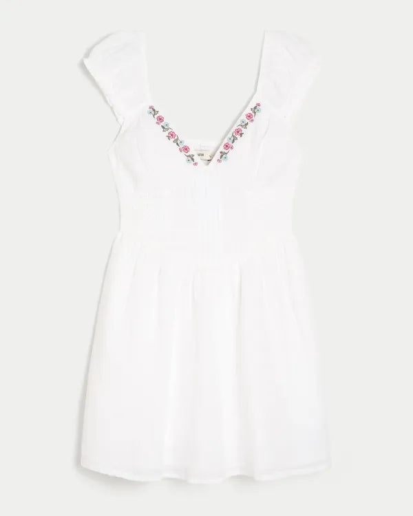 Embroidered Mini Dress