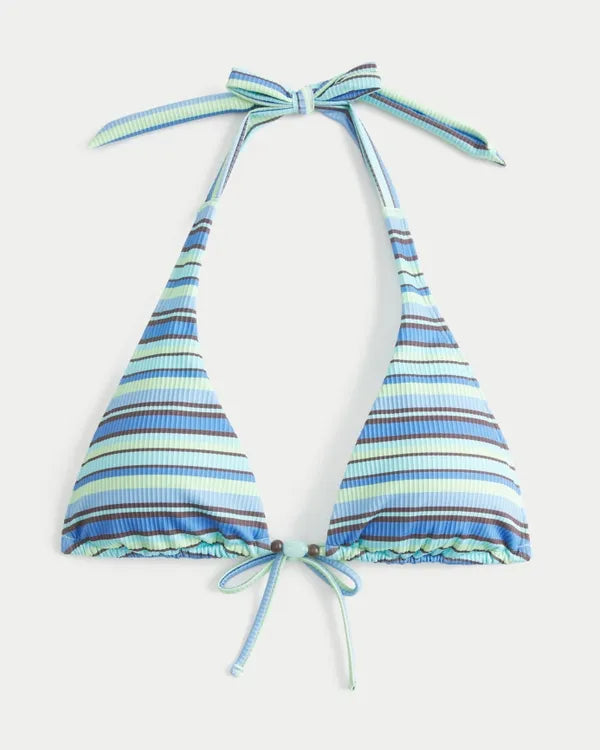 Rib Elongated Triangle Bikini Top