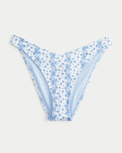 Ribbed High-Leg V-Waist Cheeky Bikini Bottom