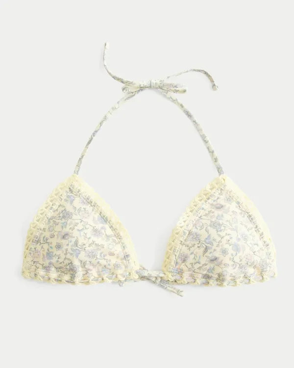Stitched Trim Triangle Bikini Top