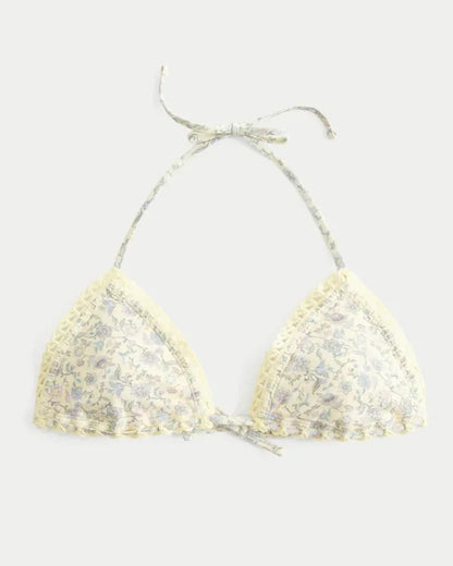 Stitched Trim Triangle Bikini Top