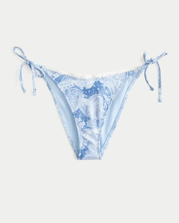 Stitched Trim Side Tie Cheeky Bikini Bottom